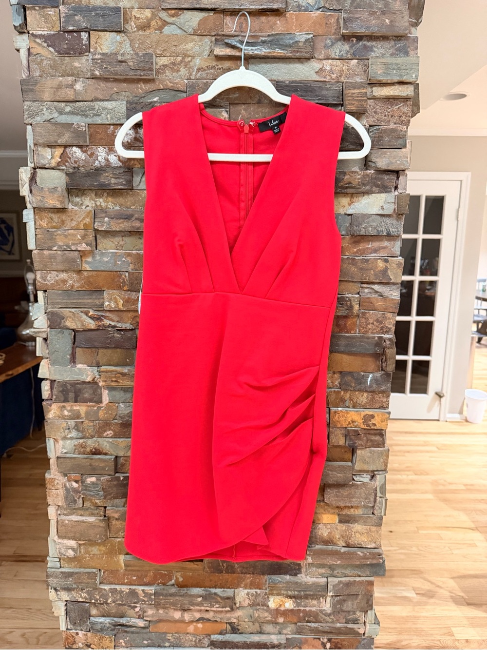 Lulu's Bright Red Draped V‑Neck Mini Dress